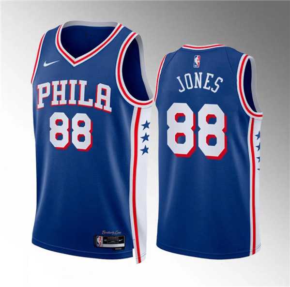 Men%27s Philadelphia 76ers #88 Kai Jones Royal Icon Edition Stitched Jersey Dzhi